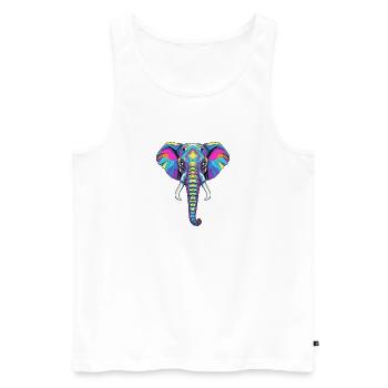 Portrait d’éléphant coloré avec motif géométrique - Débardeur bio Premium Homme - blanc - Devant - AI Model Male 178 light (178cm)