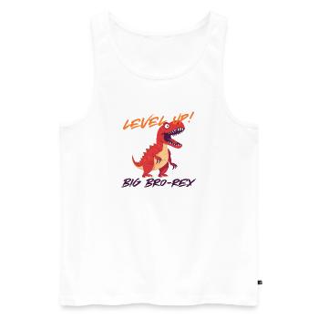 Passez au niveau supérieur – Big Bro Rex | Première fois grand frère - Débardeur bio Premium Homme - blanc - Devant - AI Model Male 178 light (178cm)