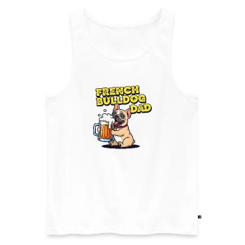Papa bouledogue français avec motif drôle de bière - Débardeur bio Premium Homme - blanc - Devant - Michal (187cm)