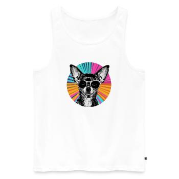Chihuahua mit Retro Sonnenbrille - Männer Premium Bio Tank Top - Weiß - Vorne - Michal (187cm)