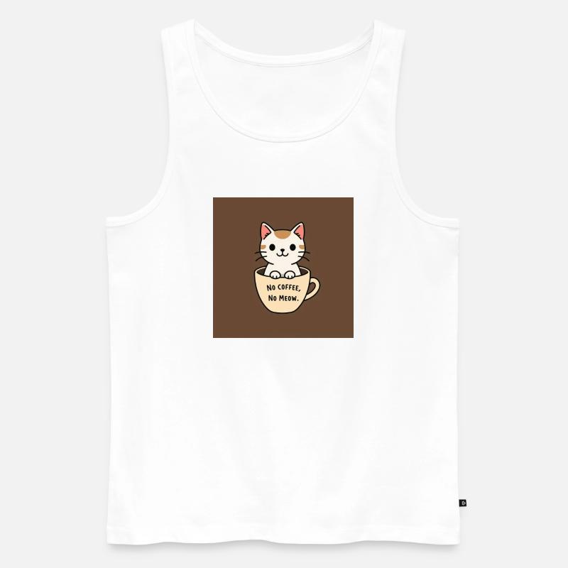 Katzenkaffee Spruch Design - Männer Premium Bio Tank Top - Weiß