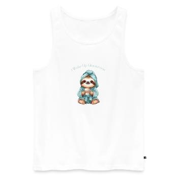 Lazy Glam Sloth – I Woke Up Glamorous - Männer Premium Bio Tank Top - Weiß - Vorne - Michal (187cm)