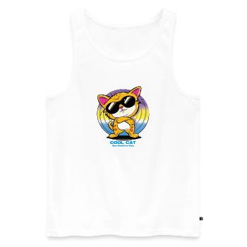 Cool Cat with Sunglasses - Men's Premium Organic Tank Top - white - Front - Michal (187cm)