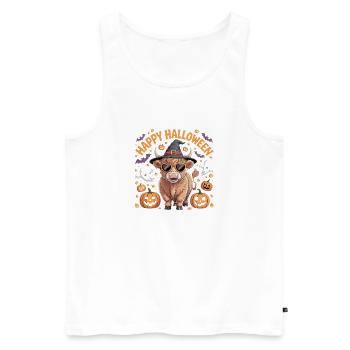 Joyeux Halloween Motif de vache mignonne avec des citrouilles et - Débardeur bio Premium Homme - blanc - Devant - AI Model Male 178 light (178cm)
