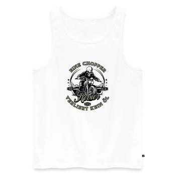 Moto motard chopper squelette - Débardeur bio Premium Homme - blanc - Devant - AI Model Male 178 light (178cm)