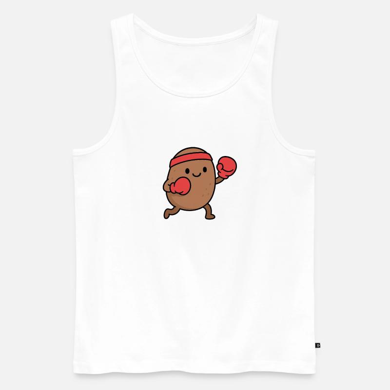 Kampfende Kartoffel mit Boxhandschuhen - Männer Premium Bio Tank Top - Weiß