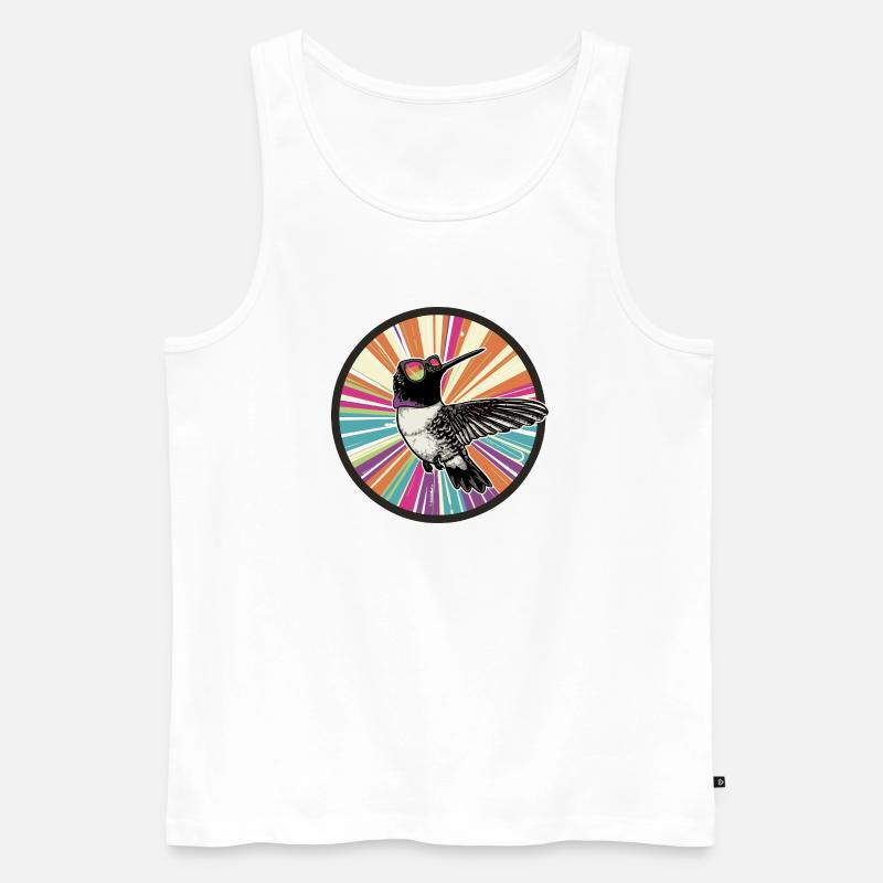 Vibranter Kolibri mit Farbexplosion - Männer Premium Bio Tank Top - Weiß