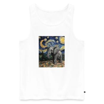 Éléphant Van Gogh Style Nuit étoilée - Débardeur bio Premium Homme - blanc - Devant - Michal (187cm)
