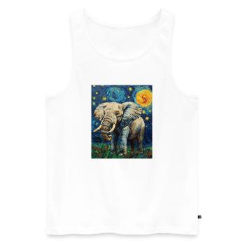 Éléphant Van Gogh Style Nuit étoilée - Débardeur bio Premium Homme - blanc - Devant - Michal (187cm)