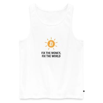 Fix_the_money - Débardeur bio Premium Homme - blanc - Devant - Michal (187cm)