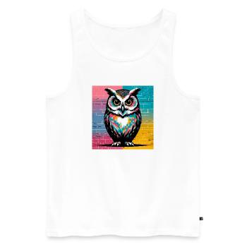 owl - Men's Premium Organic Tank Top - white - Front - Michal (187cm)