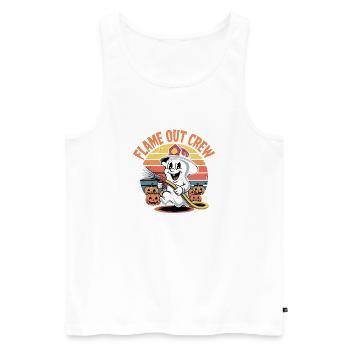 Flamme Out Crew Pompier Fantôme Halloween Rétro - Débardeur bio Premium Homme - blanc - Devant - Michal (187cm)