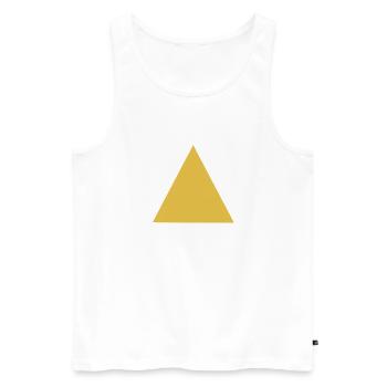 Geometric triangle motif in gold - Men's Premium Organic Tank Top - white - Front - AI Model Male 178 light (178cm)