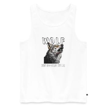 WOLF NOT A DAY WITHOUT HOWLING - Men's Premium Organic Tank Top - white - Front - AI Model Male 178 light (178cm)