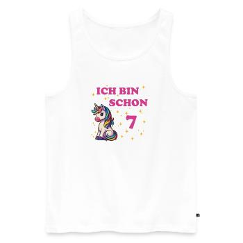 Children's Birthday 7, Dancing Funny Unicorn - Men's Premium Organic Tank Top - white - Front - AI Model Male 178 light (178cm)
