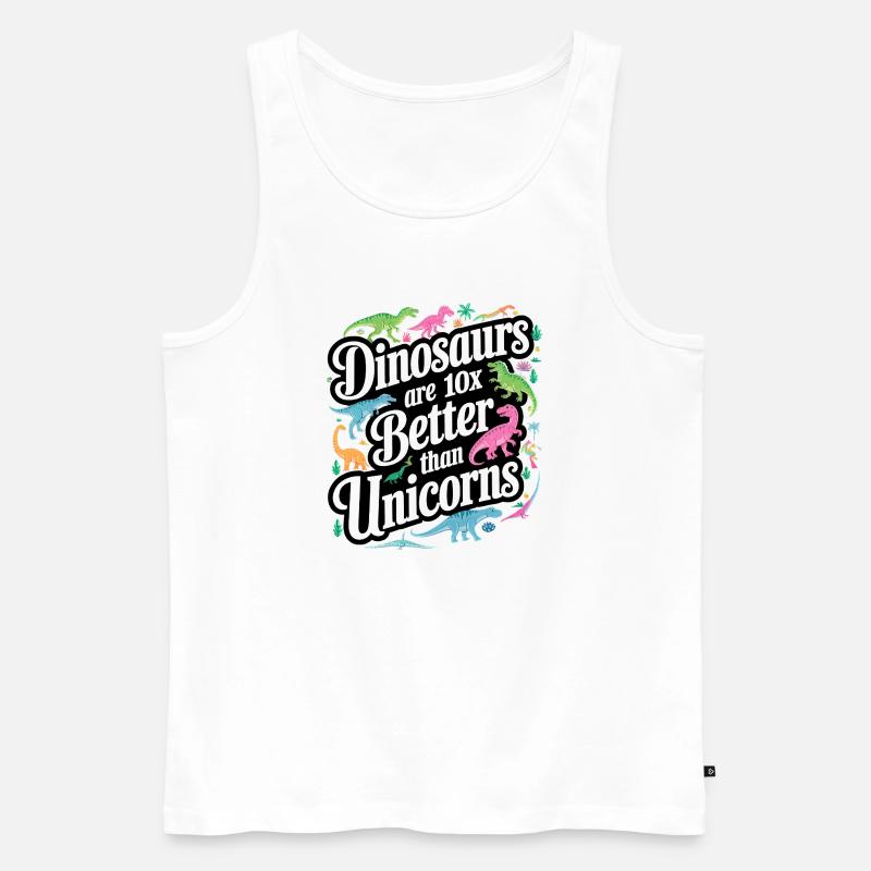 Dinosaurier überstrahlen Einhörner hell - Männer Premium Bio Tank Top - Weiß