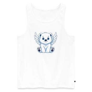 Cute Polar Bear Angel Cartoon with Wings Joy - Men's Premium Organic Tank Top - white - Front - Michal (187cm)