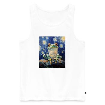 Frosch Frösche Van Gogh Style Starry Night - Männer Premium Bio Tank Top - Weiß - Vorne - Michal (187cm)