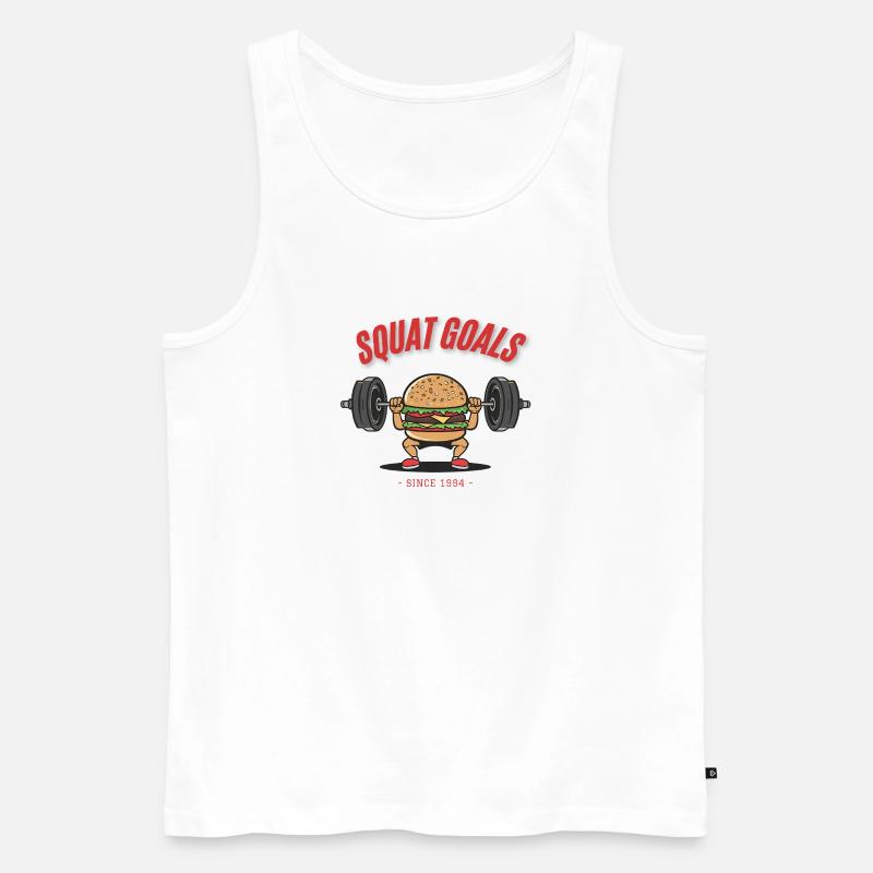 Burger Squat – Squat Goals Since 1994 - Männer Premium Bio Tank Top - Weiß