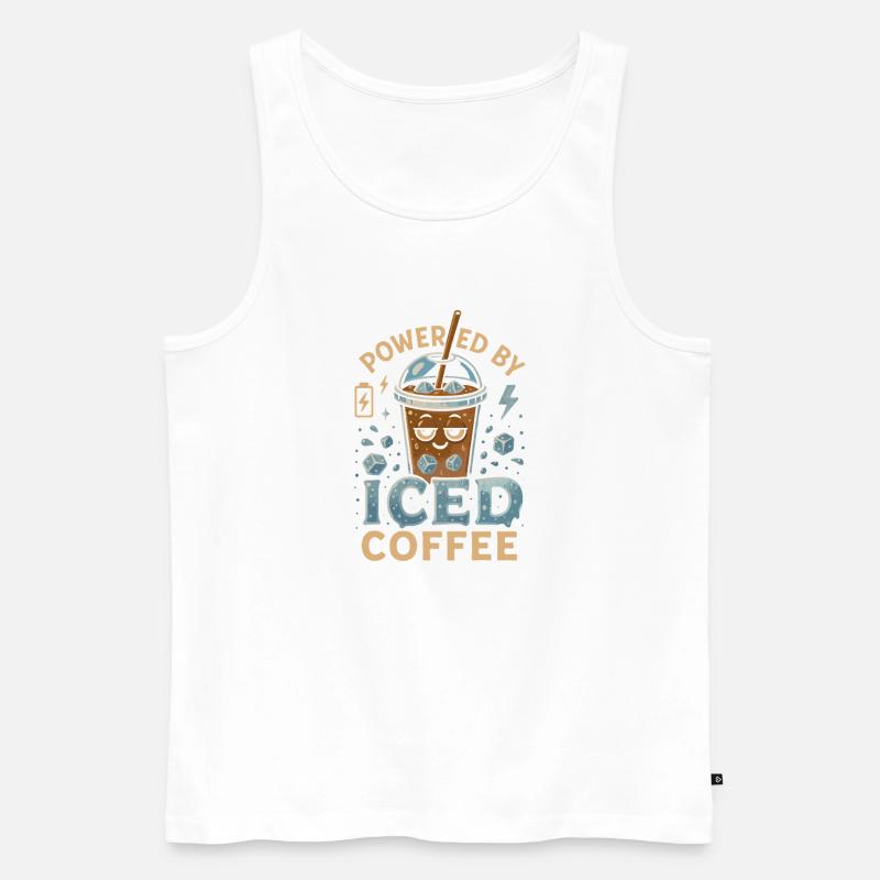 Powered by Eiskaffee - Männer Premium Bio Tank Top - Weiß