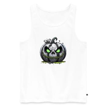 Grimmiger Kürbis Zombie mit grünen Augen - Männer Premium Bio Tank Top - Weiß - Vorne - AI Model Male 178 light (178cm)