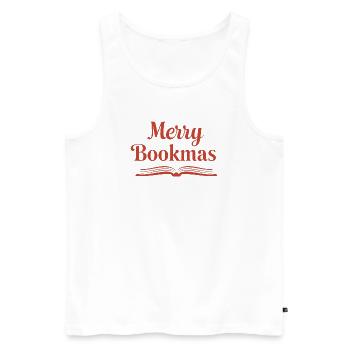 Fine Line Buch – Merry Bookmas Design - Männer Premium Bio Tank Top - Weiß - Vorne - Michal (187cm)