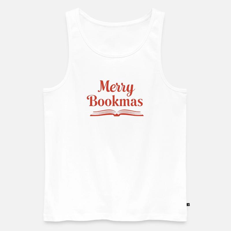Fine Line Buch – Merry Bookmas Design - Männer Premium Bio Tank Top - Weiß