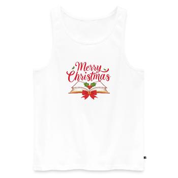 Merry Bookmas – Conception de livre aux lignes fines - Débardeur bio Premium Homme - blanc - Devant - Michal (187cm)