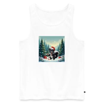 Weihnachtsstinktier im verschneiten Wald - Männer Premium Bio Tank Top - Weiß - Vorne - AI Model Male 178 light (178cm)