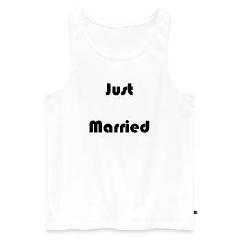 GERADE VERHEIRATET. Junggesellinnenabschied. VALENTINSTAG. PAAR - Männer Premium Bio Tank Top - Weiß - Vorne - Michal (187cm)