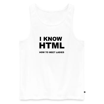 Single & am Debuggen – Lustiges Nerd Dating Shirt  - Männer Premium Bio Tank Top - Weiß - Vorne - AI Model Male 178 light (178cm)