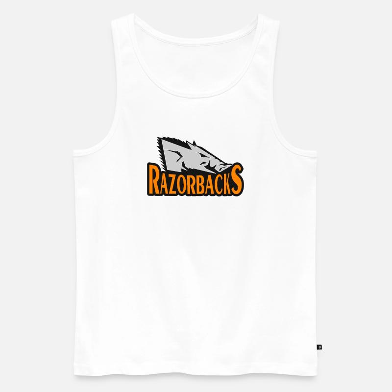Razorbacks Bold Hog Emblem - Männer Premium Bio Tank Top - Weiß