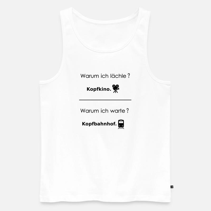 Kopfkino  Kopfbahnhof - Männer Premium Bio Tank Top - Weiß