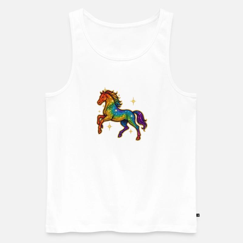Regenbogen Pferd | Einhorn Glitzertraum - Männer Premium Bio Tank Top - Weiß