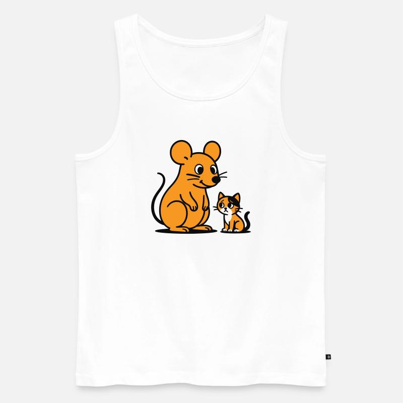 Kuschelige Maus und Kätzchen Duo - Männer Premium Bio Tank Top - Weiß