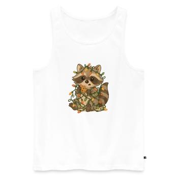 Weihnachts Waschbär mit Lichterkette - Männer Premium Bio Tank Top - Weiß - Vorne - Michal (187cm)
