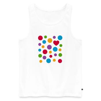 Spotty Dots Heart T-Shirt – Colourful Spotted Love - Men's Premium Organic Tank Top - white - Front - AI Model Male 178 light (178cm)