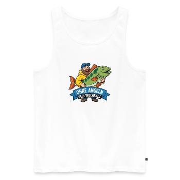 Ohne Angeln kein Wochenende Lustiger Spruch - Männer Premium Bio Tank Top - Weiß - Vorne - Michal (187cm)