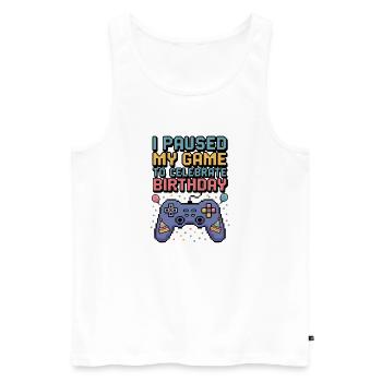 Birthday Gamer Fun Gaming Quote - Men's Premium Organic Tank Top - white - Front - AI Model Male 178 light (178cm)