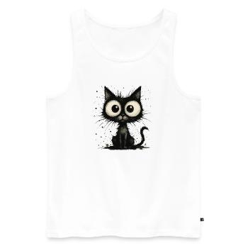 Funny black cat with big eyes – splash - Men's Premium Organic Tank Top - white - Front - AI Model Male 178 light (178cm)