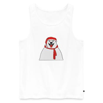 Festive Polar Bear Santa Illustration - Men's Premium Organic Tank Top - white - Front - AI Model Male 178 light (178cm)