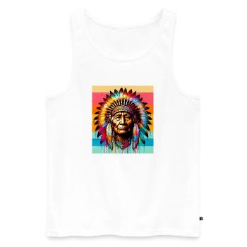 American Indian American - Men's Premium Organic Tank Top - white - Front - AI Model Male 178 light (178cm)