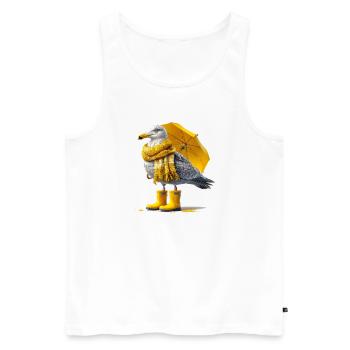 Mouette avec parapluie jaune et bottes - Débardeur bio Premium Homme - blanc - Devant - Michal (187cm)