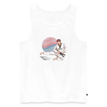 Taekwondo Korea Fighter – Martial Arts Style - Men's Premium Organic Tank Top - white - Front - AI Model Male 178 light (178cm)