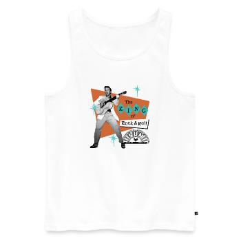Design Elvis Presley Le Roi Du Rock & Roll - Débardeur bio Premium Homme - blanc - Devant - AI Model Male 178 light (178cm)