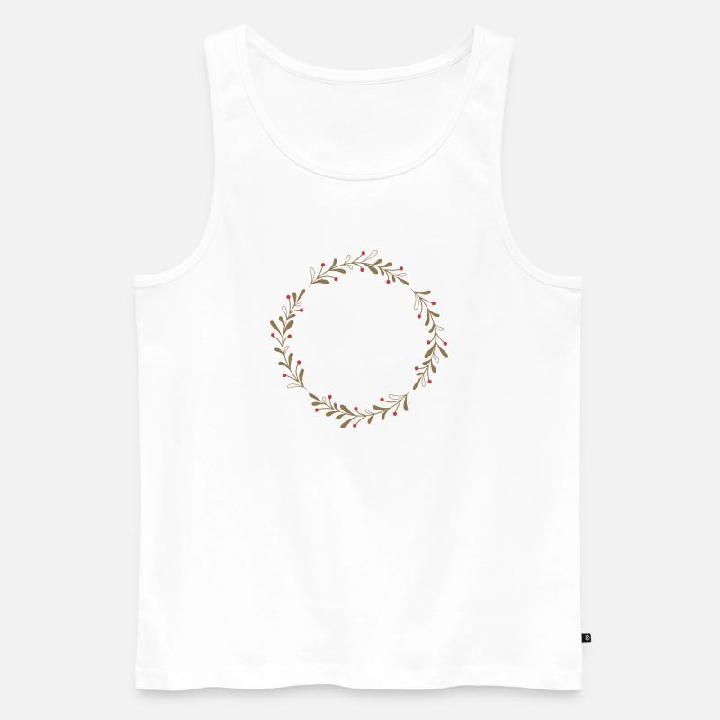 Winterlicher Kranz mit roten Beeren - Männer Premium Bio Tank Top - Weiß