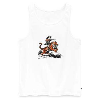 Petit Tigre Cowboy - Débardeur bio Premium Homme - blanc - Devant - Michal (187cm)