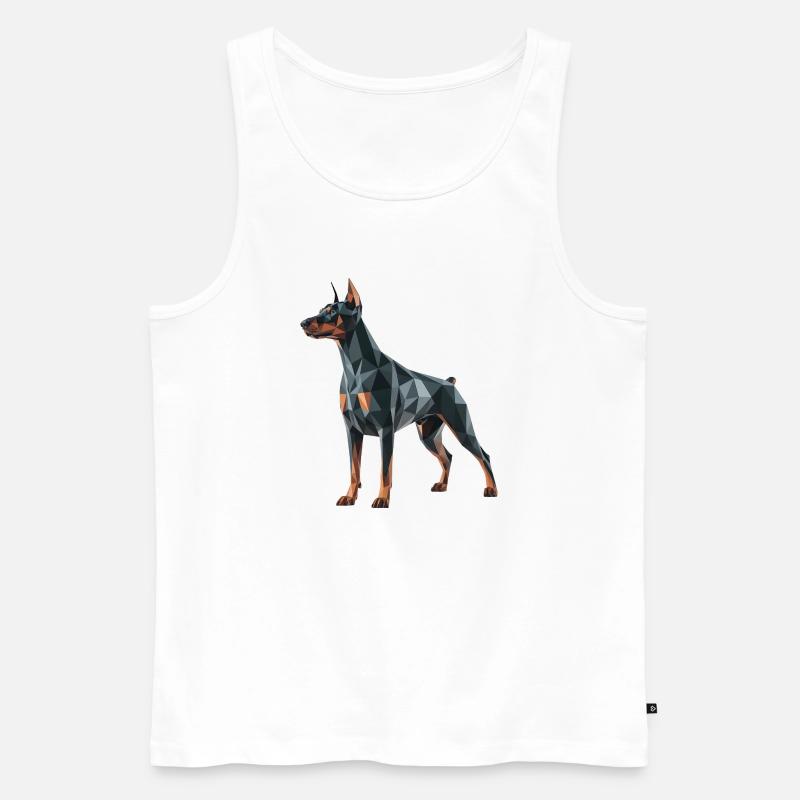 Dobermann - Cooles Low-Poly-Logo - Männer Premium Bio Tank Top - Weiß
