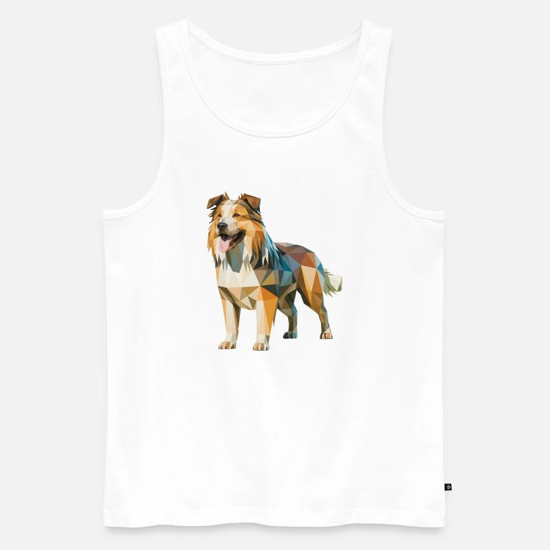 Australian Shepherd - Cooles Low Poly Logo - Männer Premium Bio Tank Top - Weiß