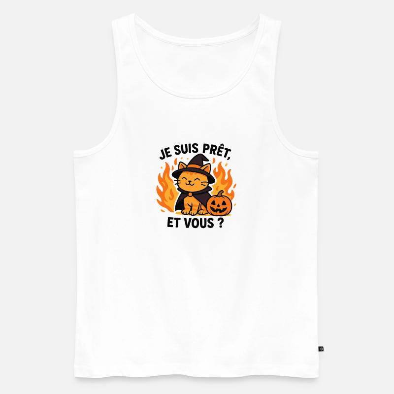 Halloween Zauberer Katze Bereit - Männer Premium Bio Tank Top - Weiß